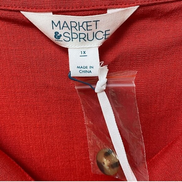 Market & Spuce Plus Size Top 1X  Sleeveless Red Tank Crop Rayon Blend NWT - Picture 4 of 8